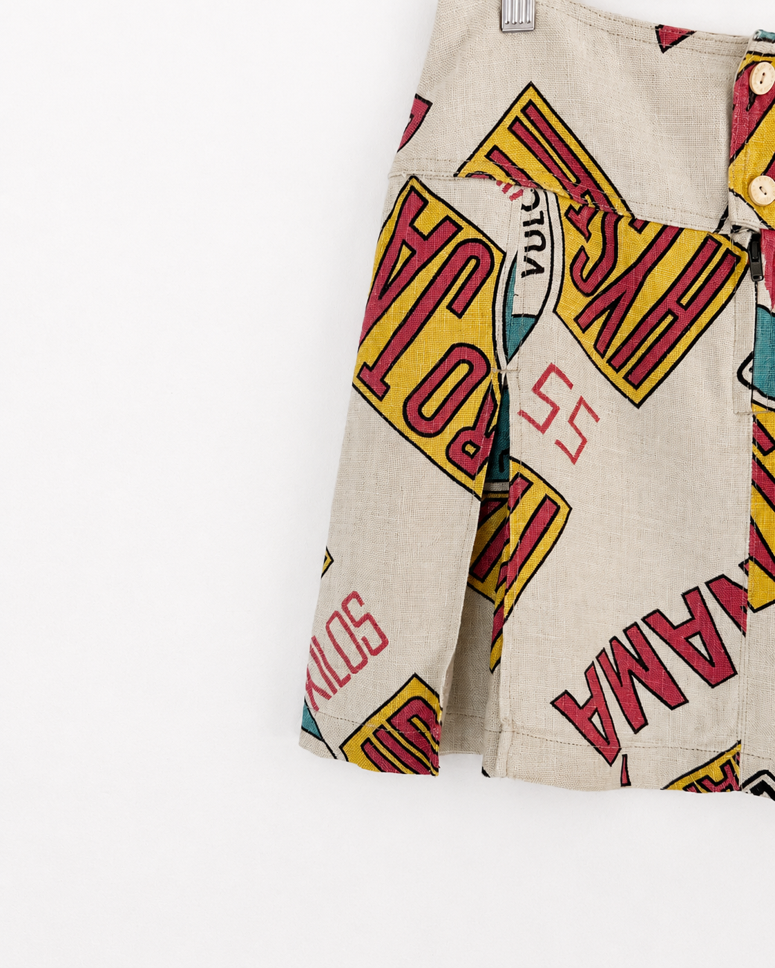 00's Hysteric Glamour Panama Print Pleated Hemp Mini Skirt - W28