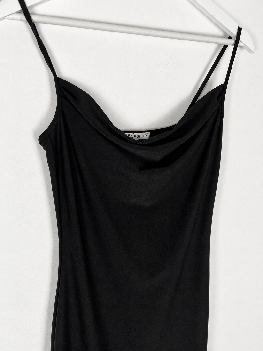 90's Top Shop Cami Dress with Cowlneck in Black - S