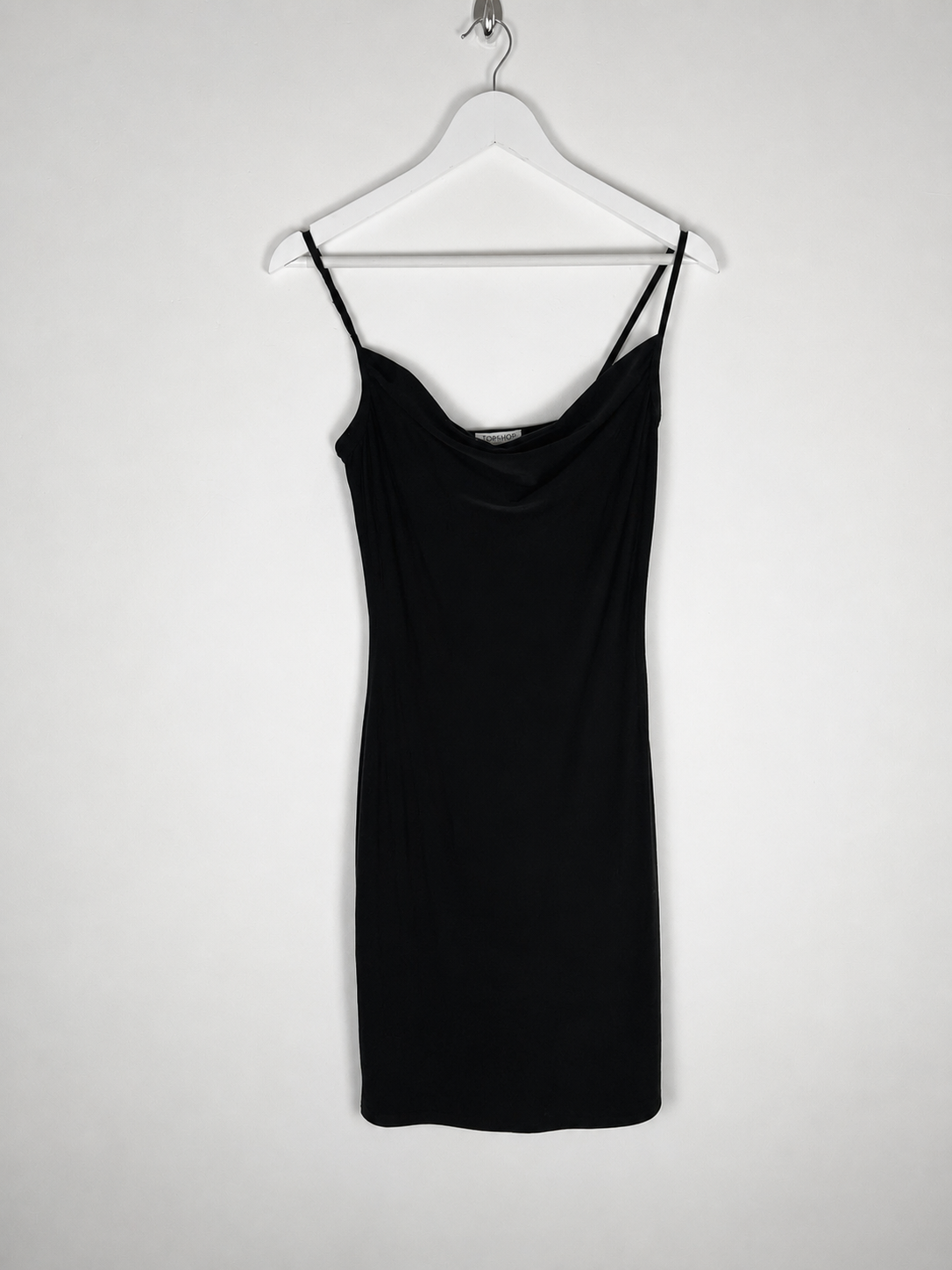 90's Top Shop Cami Dress with Cowlneck in Black - S