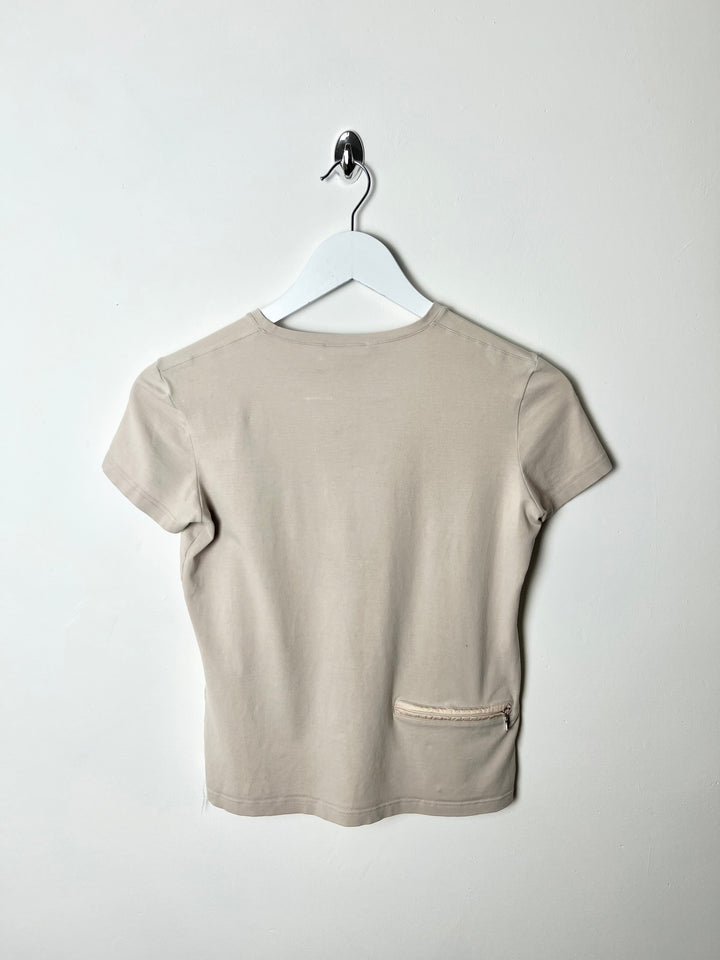 SS99 Prada Sport Baby Tee with Nylon Zip Pocket in Dusty Pink - S/M