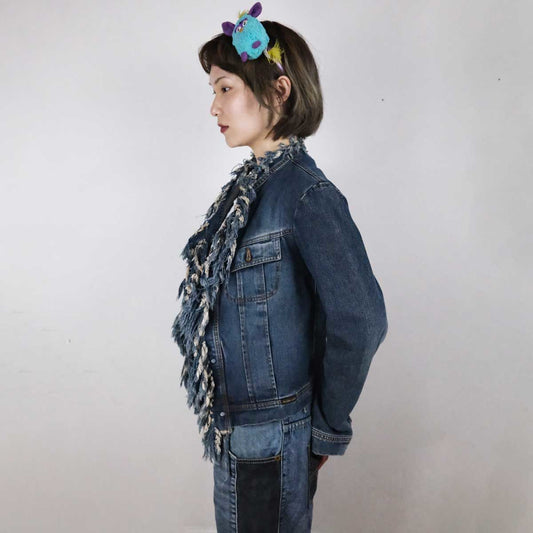 00's Plein Sud Denim Jacket with Fringe Detail - XS 