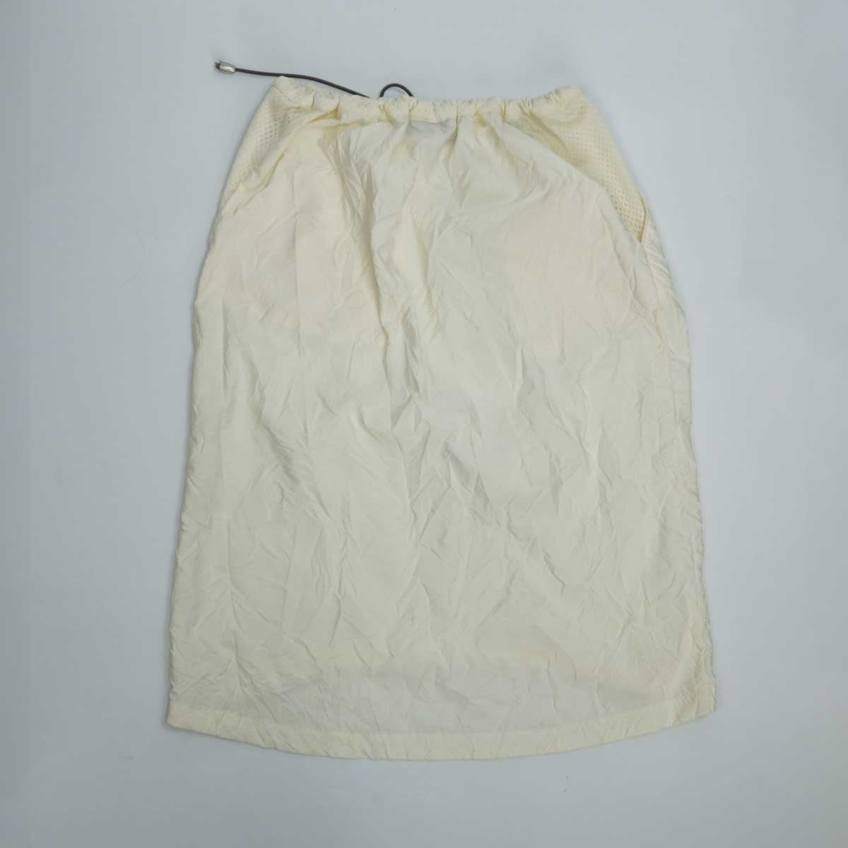00's GAS Nylon Midi Skirt with Mesh Panels with Crinkle Effect in Cream - XS