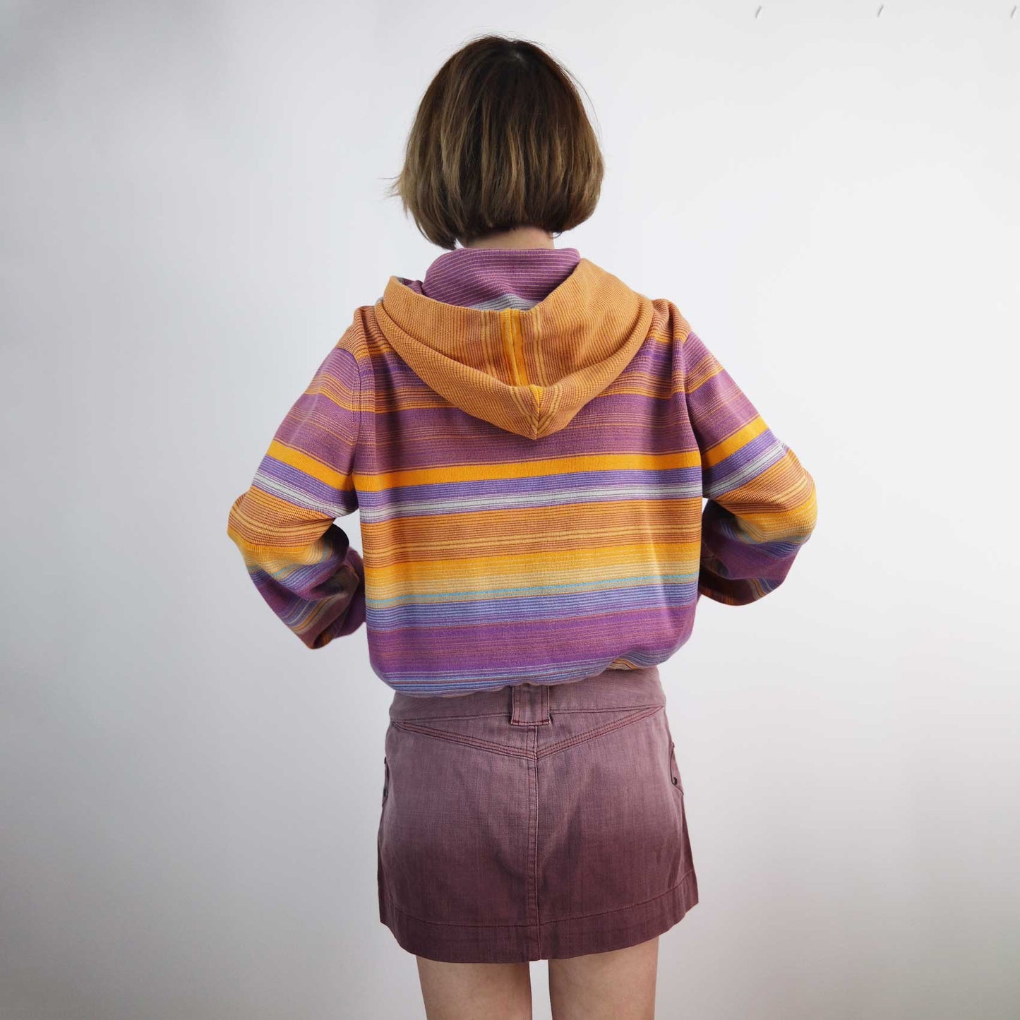 Marc Jacobs Striped Cropped Hoodie with Logo Lettering - L