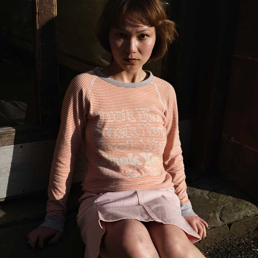 90's Hysteric Glamour 'F*CK YOU' Striped Raglan Jumper - S/M