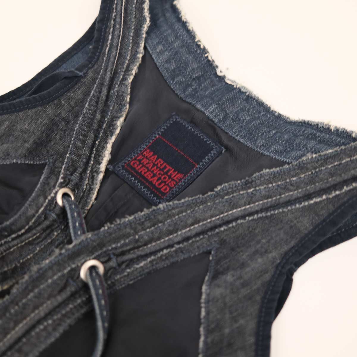 SS 2004 Marithé + François Girbaud Denim Top with Ruffle Bustle - M 
