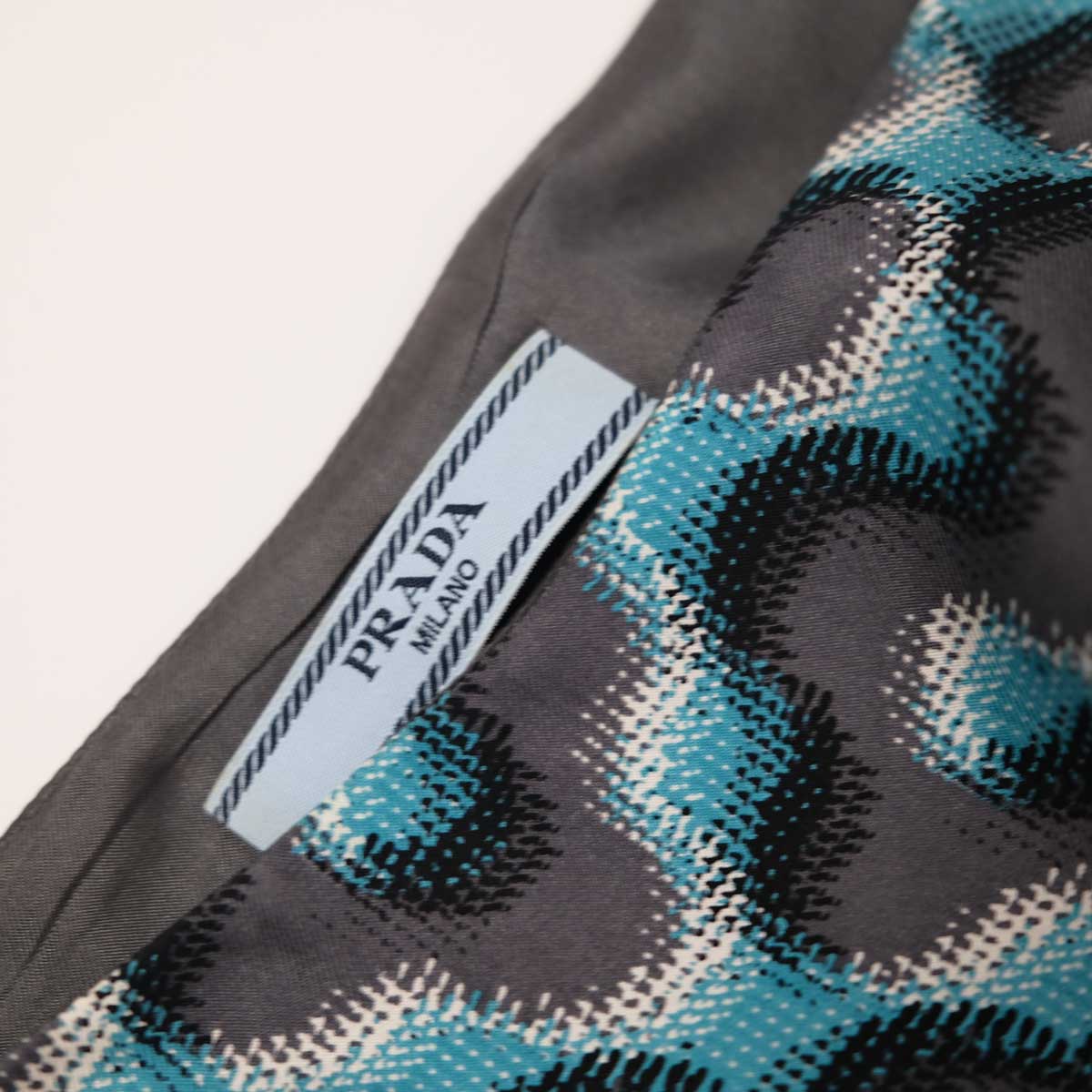 AW 15 Prada Silk Mini Dress in Molecular Print in Blue & Grey - S