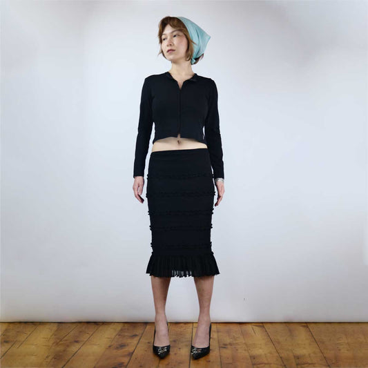 00's Morgan De Toi Mesh Longsleeve Top with Hook & Eye Closure - S