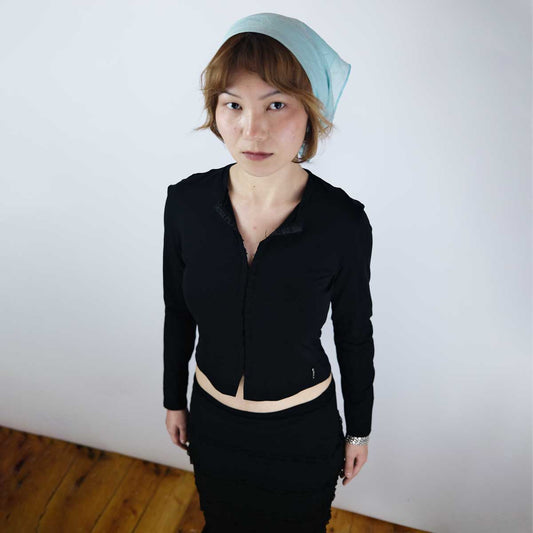 00's Morgan De Toi Mesh Longsleeve Top with Hook & Eye Closure - S