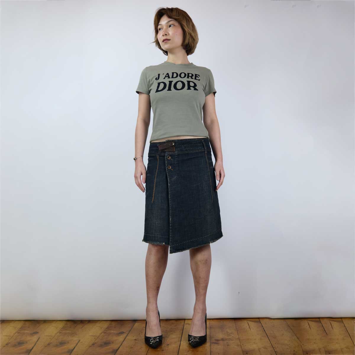 2001 Christian Dior 'J'Adore Dior' Tshirt in Khaki - S