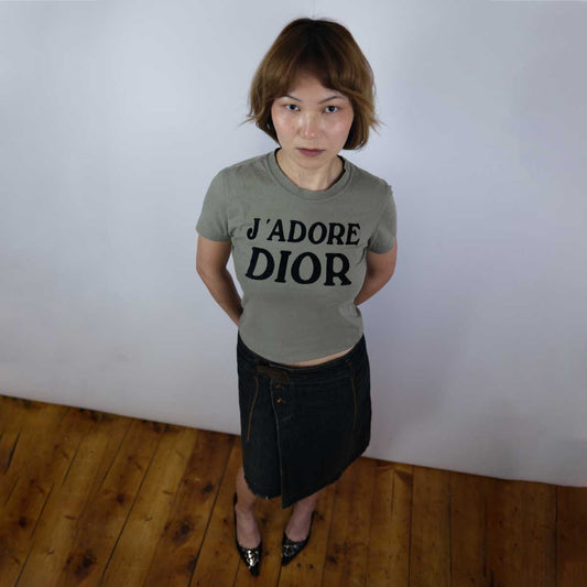 2001 Christian Dior 'J'Adore Dior' Tshirt in Khaki - S