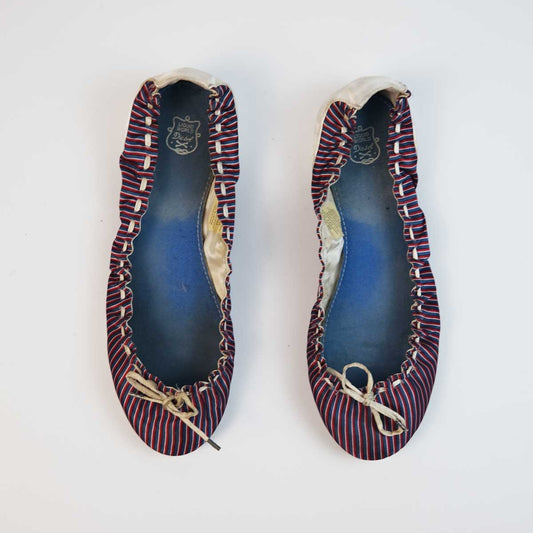 00's Diesel Ballet Flats with Sporty Sole in Red / Blue Stripe - 6