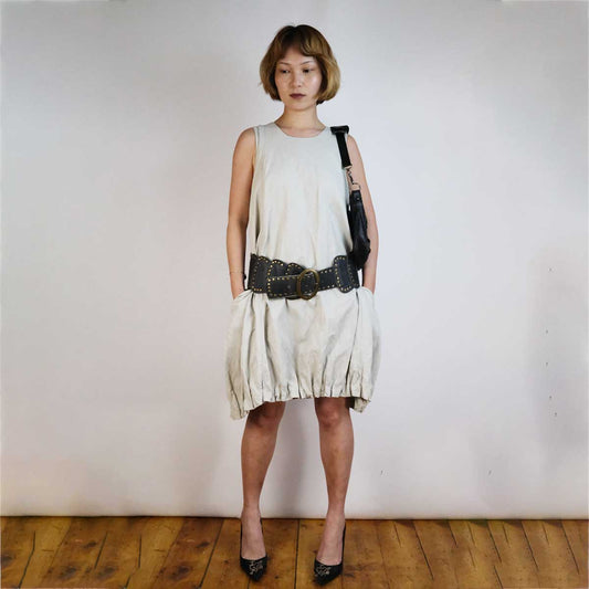 00's Sarah Pacini Linen Bubble Dress in Cream - S/M