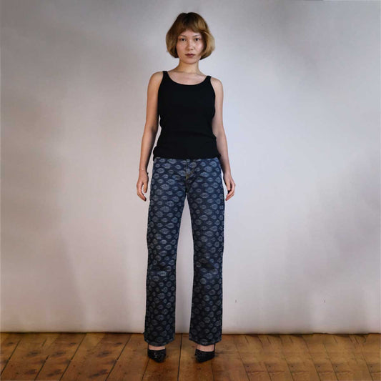 90's Ozone Community x World Denim Logo Printed Straight Leg Jeans - W28"