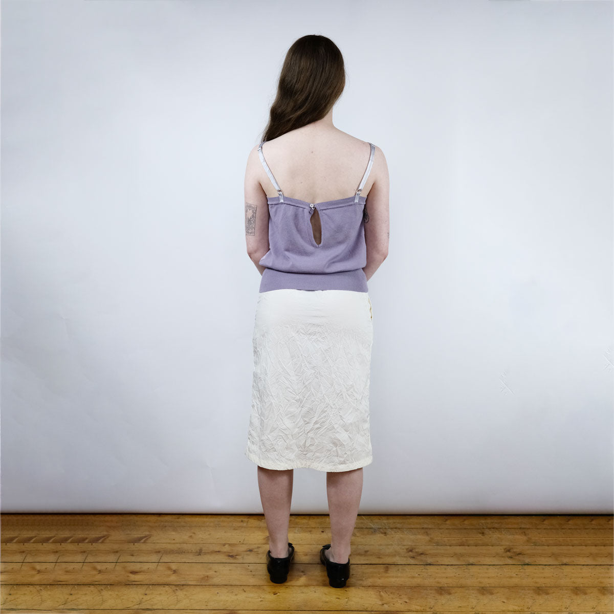 00's Prada Sport Silk Cami Top with Knit Waistband in Lilac - S/M