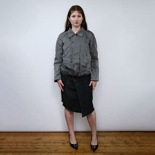00's Diesel Canvas Bomber Jacket with Waist Belt - S