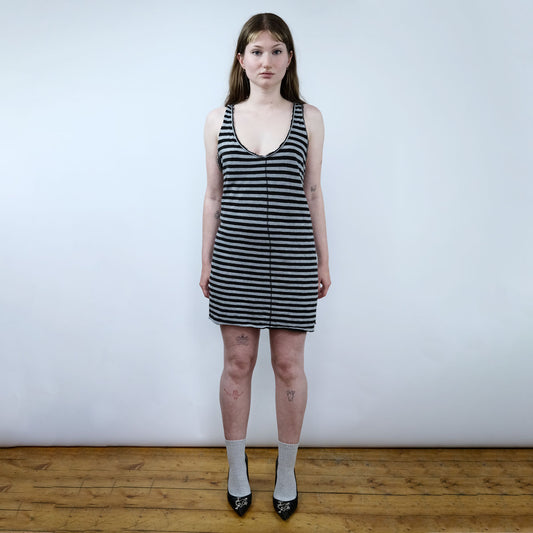 00's Diesel Stripe Tank Dress with Asymmetric Seam Detailing  - S