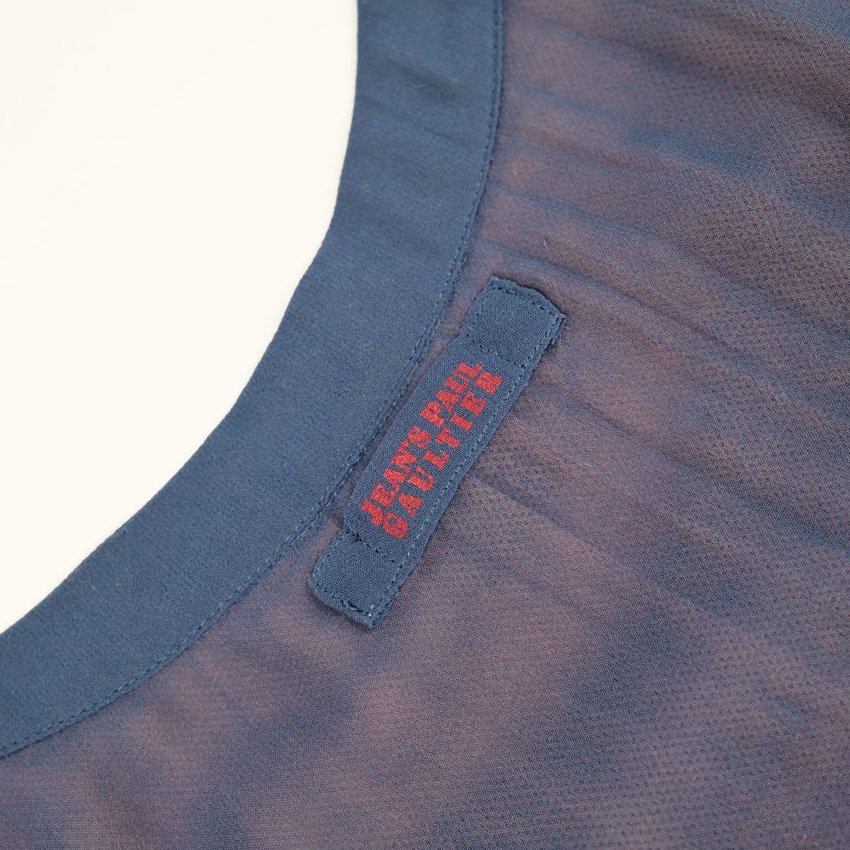 00's Jean Paul Gaultier Excplict Print Top with Strap Detailing in Blue - S