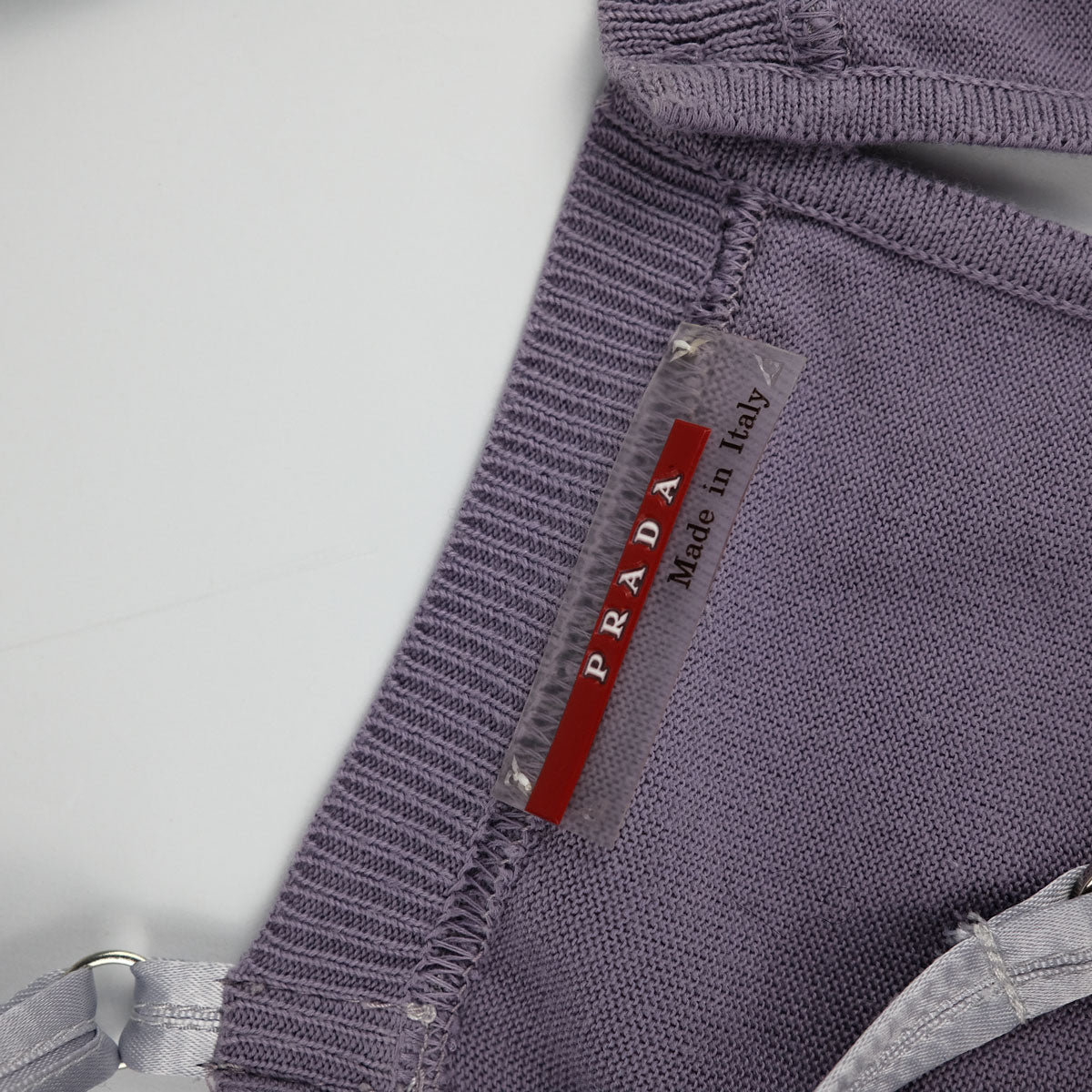 00's Prada Sport Silk Cami Top with Knit Waistband in Lilac - S/M