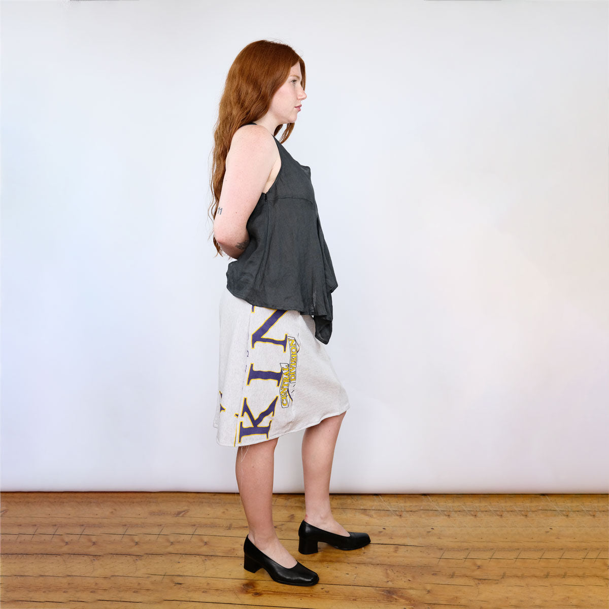 00's Sarah Pacini Asymmetric Linen Vest Top in Charcoal - M