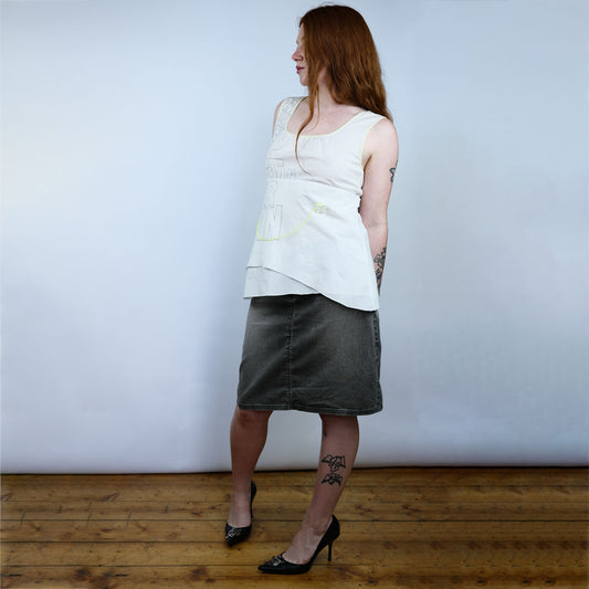 00's Cop Copine Printed Tunic Top with Neon Elastic Detail - M