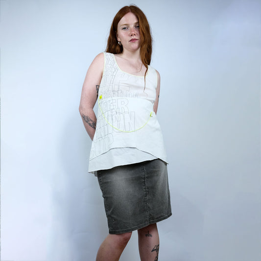 00's Cop Copine Printed Tunic Top with Neon Elastic Detail - M