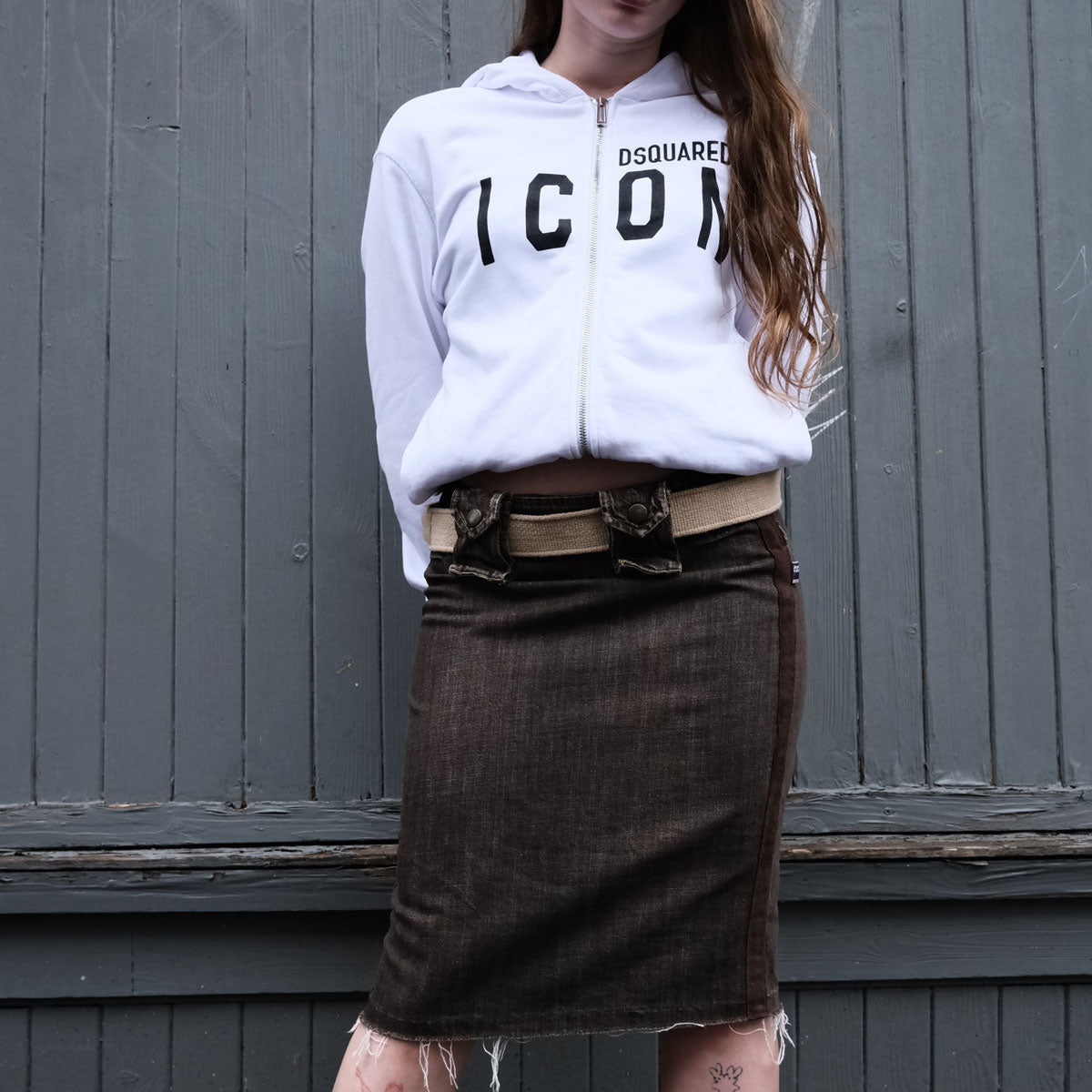 D Squared ICON Zip Up Sweatshirt in White - S