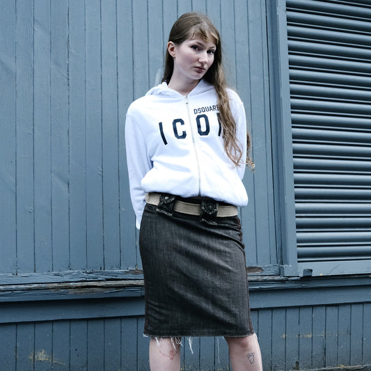 D Squared ICON Zip Up Sweatshirt in White - S