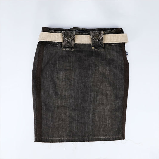 00's Jean Paul Gaultier Denim Pencil Skirt With 3D Pocket Waist - W28
