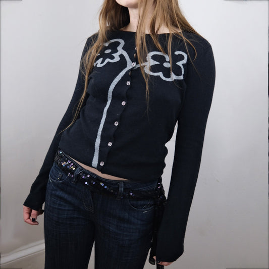00's Antoni & Alison Cardigan with Flower Graphic - M