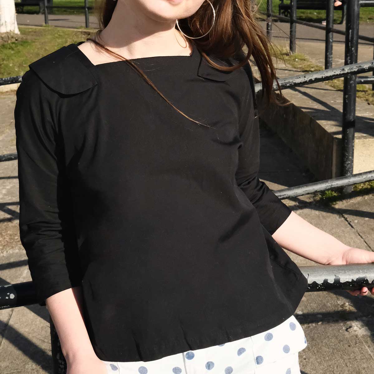 Comme des Garçons Two Dimensional Collar Blouse in Black - XS