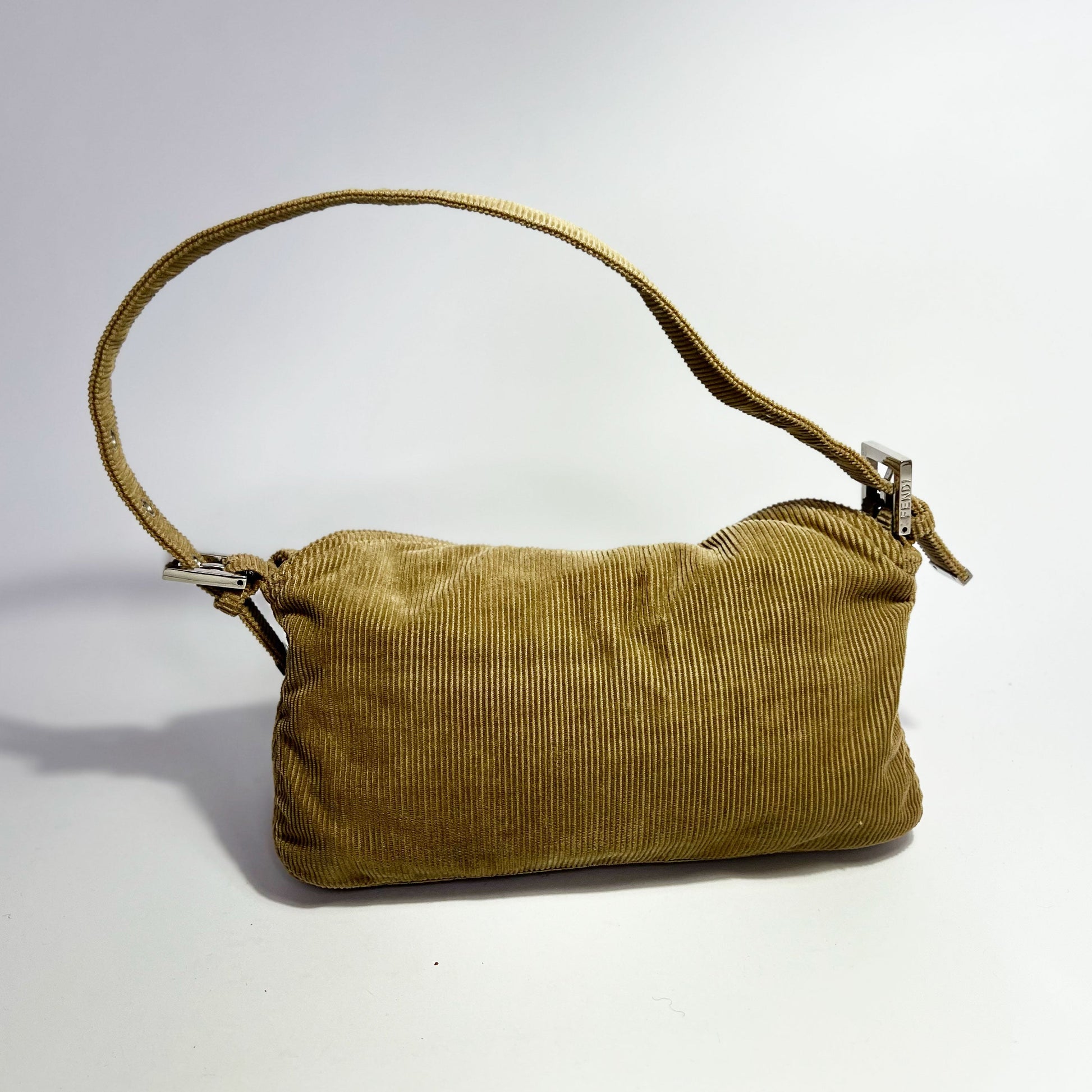 Early 00's Fendi Baguette Bag with Double Flap in Corduroy 