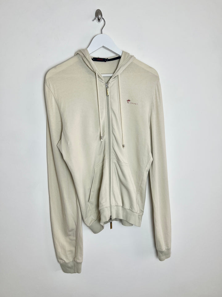 00's Versace Sport Hoody with Doubleway Zip in Cream - L