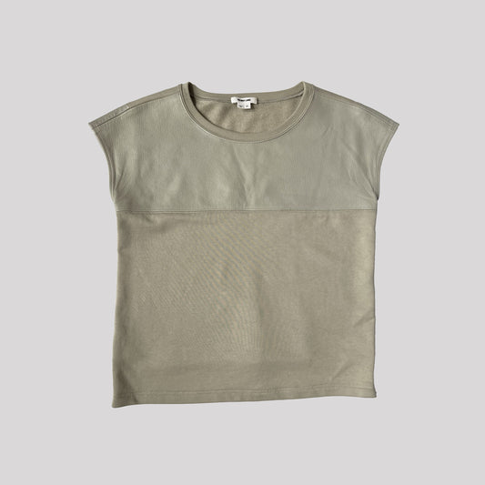 Helmut Lang Jersey and Leather Panel Tshirt in Ecru - S 