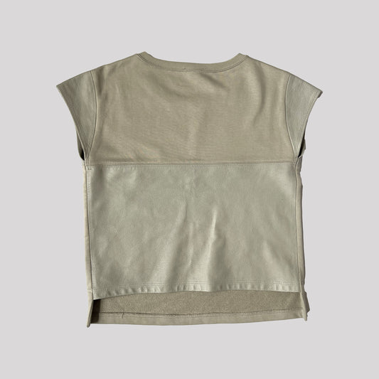 Helmut Lang Jersey and Leather Panel Tshirt in Ecru - S 