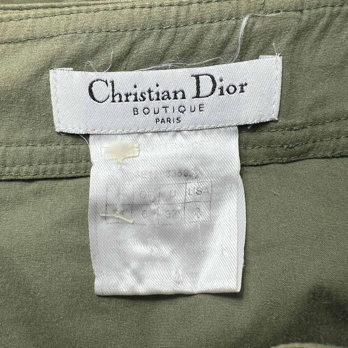 00's Dior Midi Skirt with Belt & Ruched Detail in Khaki - S