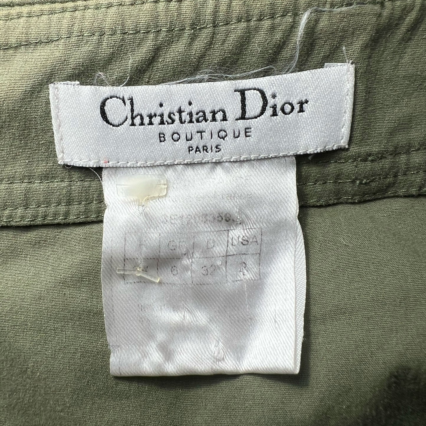 00's Dior Midi Skirt with Belt & Ruched Detail in Khaki - S