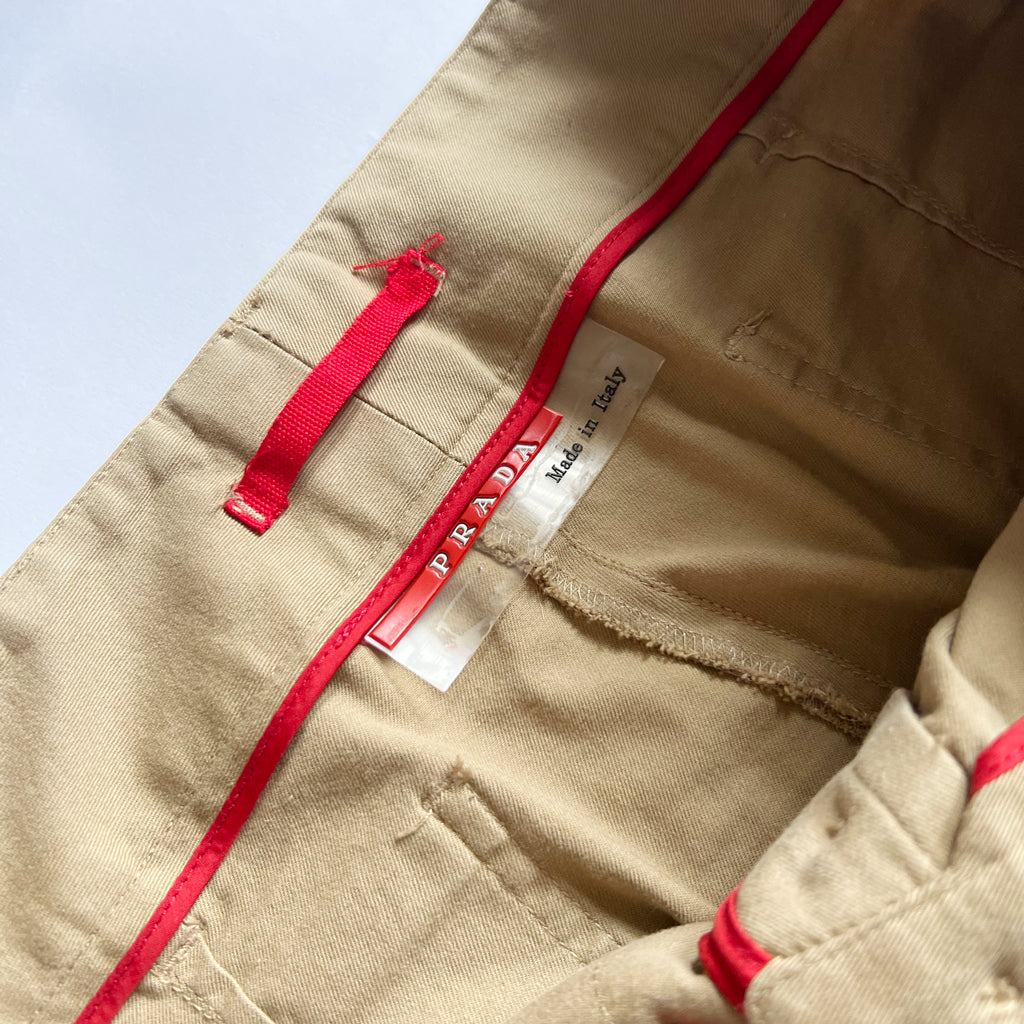 00's Prada Sport Low Rise Trousers in Tan - W32