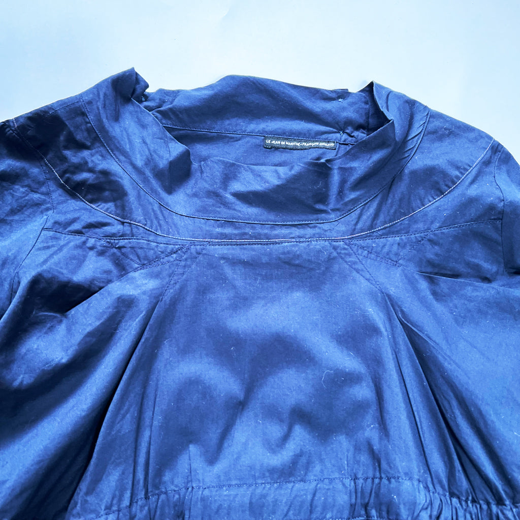 00's Marithé + François Girbaud Gathered Blouse Top with Wrap & Tie Detail in Navy - M