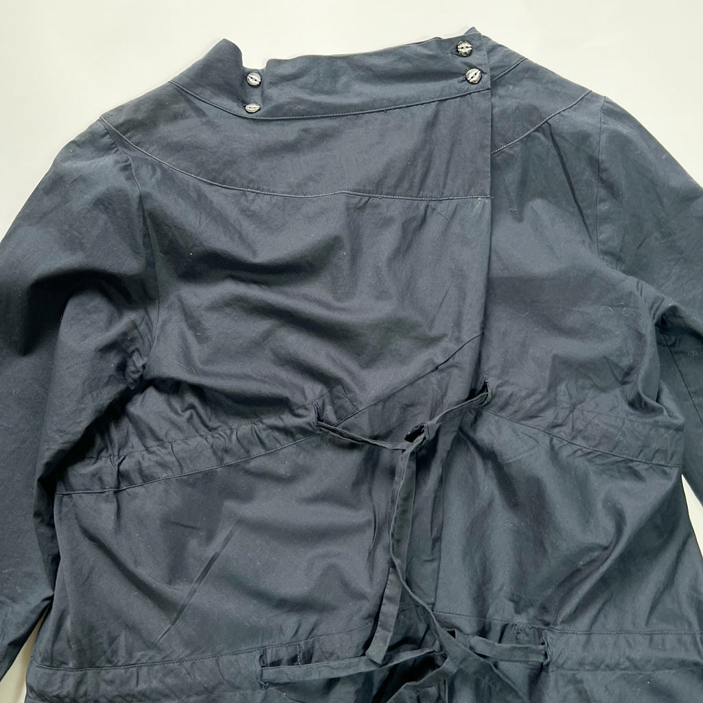 00's Marithé + François Girbaud Gathered Blouse Top with Wrap & Tie Detail in Navy - M