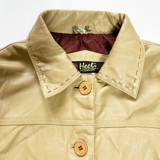 00's Leather Jacket stiched detailing in Tan - L/XL