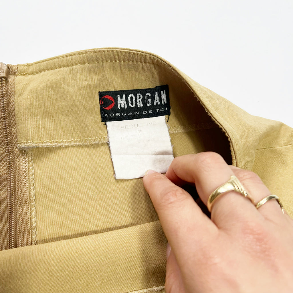 00's Morgan De Toi Stretch Pencil Skirt with Slit in Tan - XS