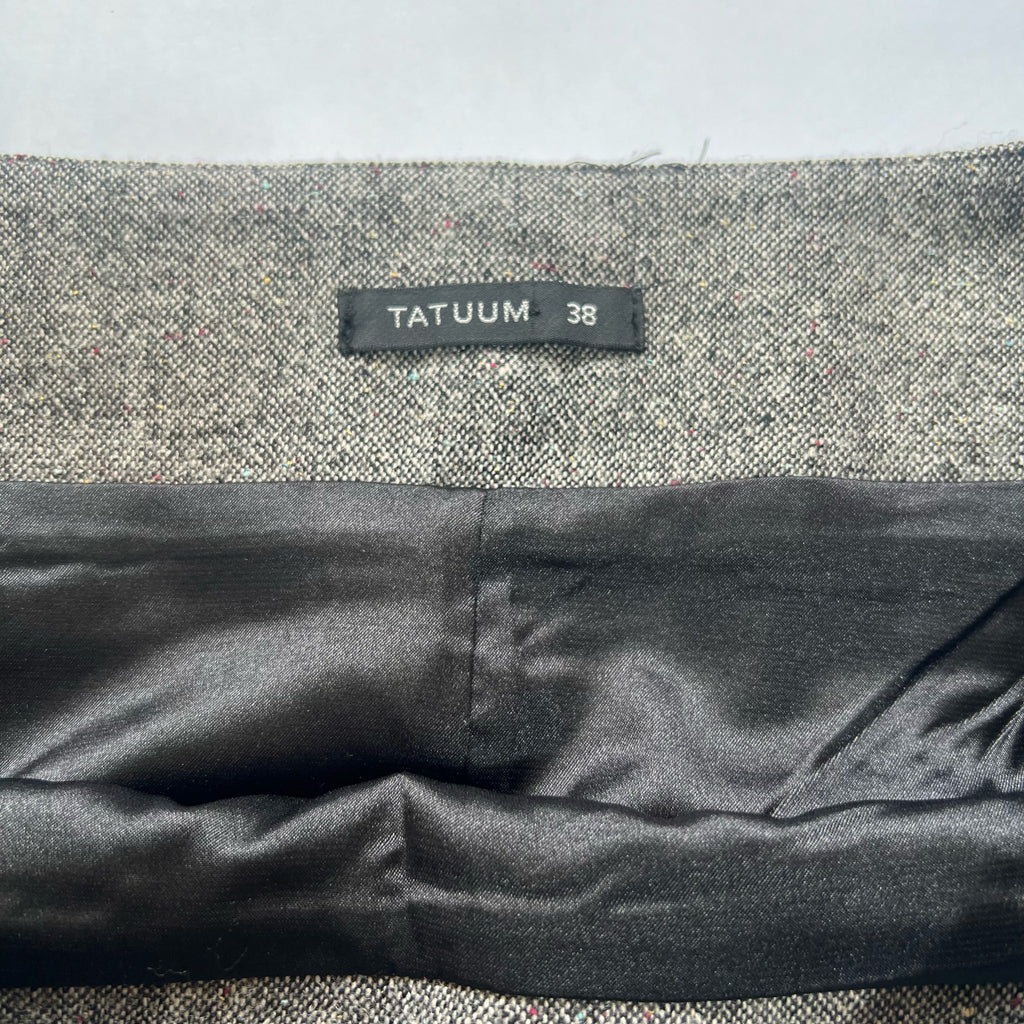 00's Wool Pencil Skirt with Pleat Detail in Grey - S