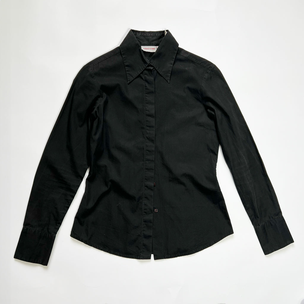 00's Versace Classic Fitted Shirt in Black - S/M