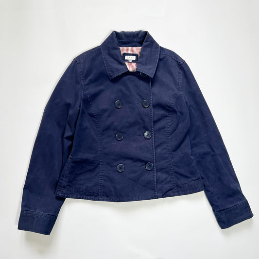 00's Short Trench Coat Jacket in Navy - M