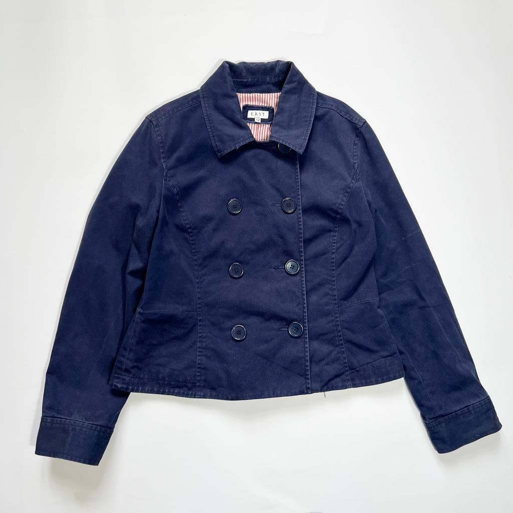 00's Short Trench Coat Jacket in Navy - M