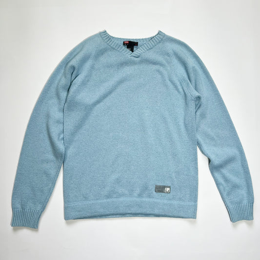00's Diesel V Neck Knit Jumper in Blue - M