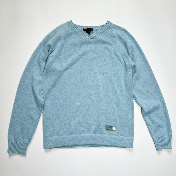 00's Diesel V Neck Knit Jumper in Blue - M