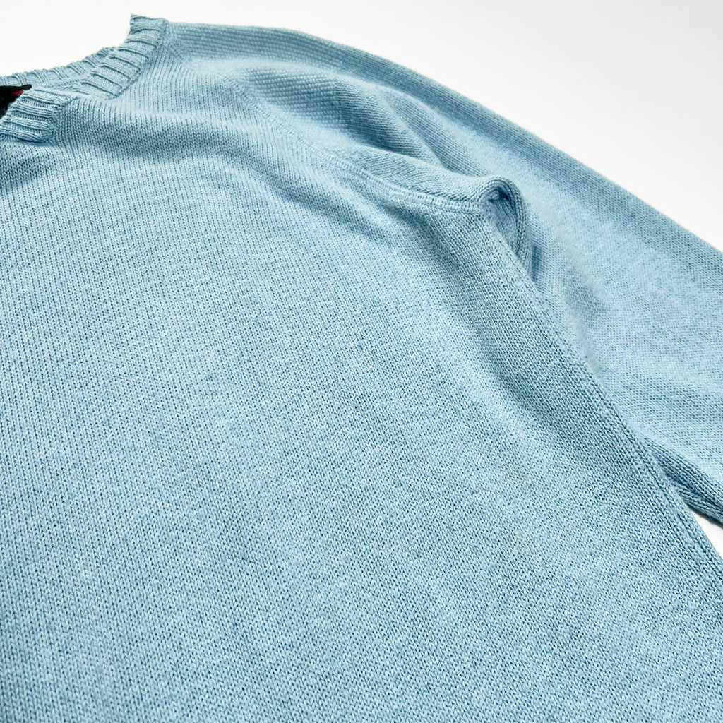 00's Diesel V Neck Knit Jumper in Blue - M