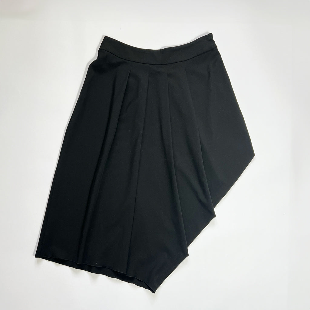 00's Sportmax Asymmetric Pleated Skirt in Black - S