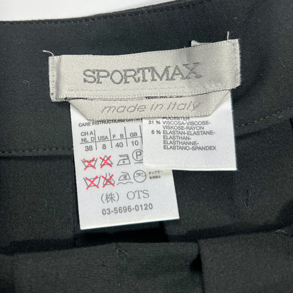 00's Sportmax Asymmetric Pleated Skirt in Black - S